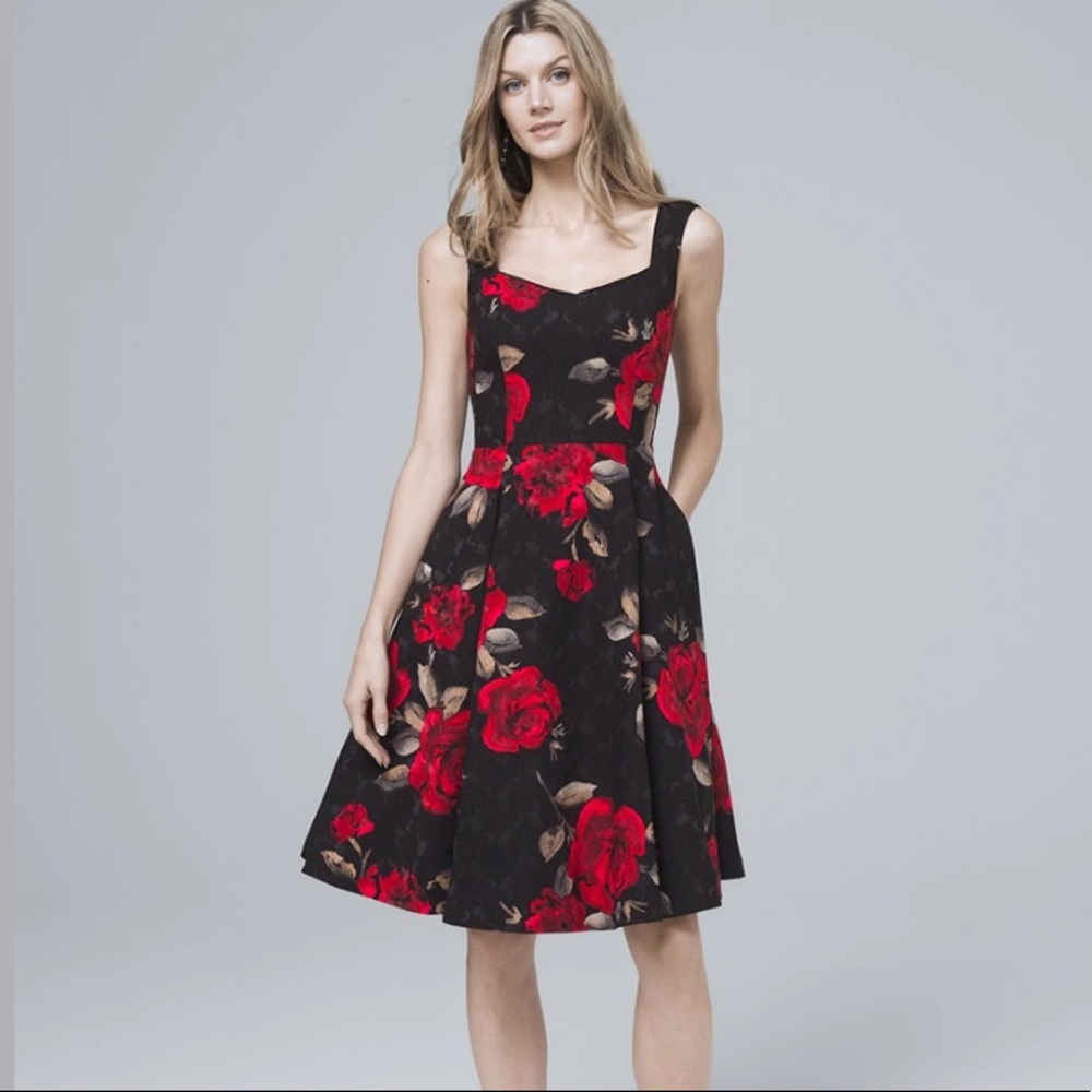 White House Black Market Floral Fit and Flare Dress